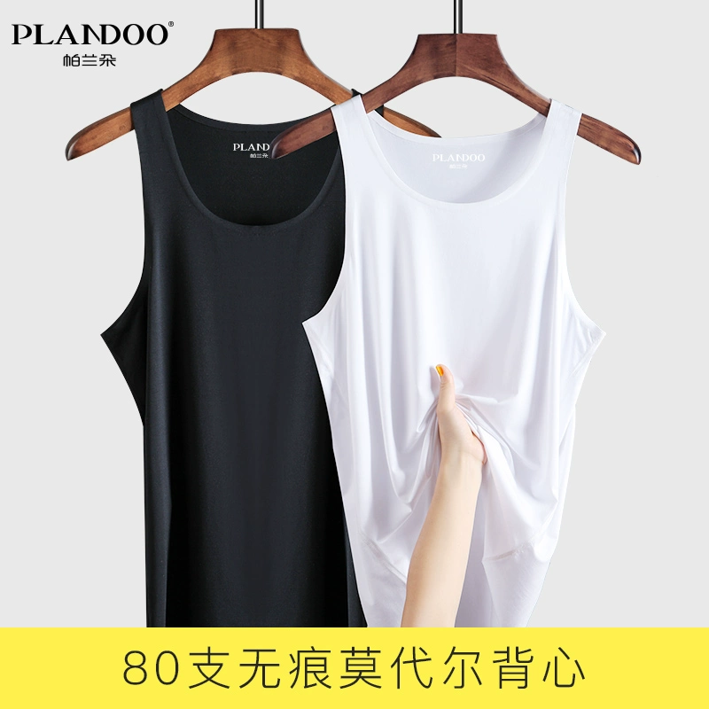 Palando vest nam 80 modal băng lụa liền mạch mùa hè mỏng rắn màu mỏng thể thao đáy áo sơ mi cho nam - Áo vest