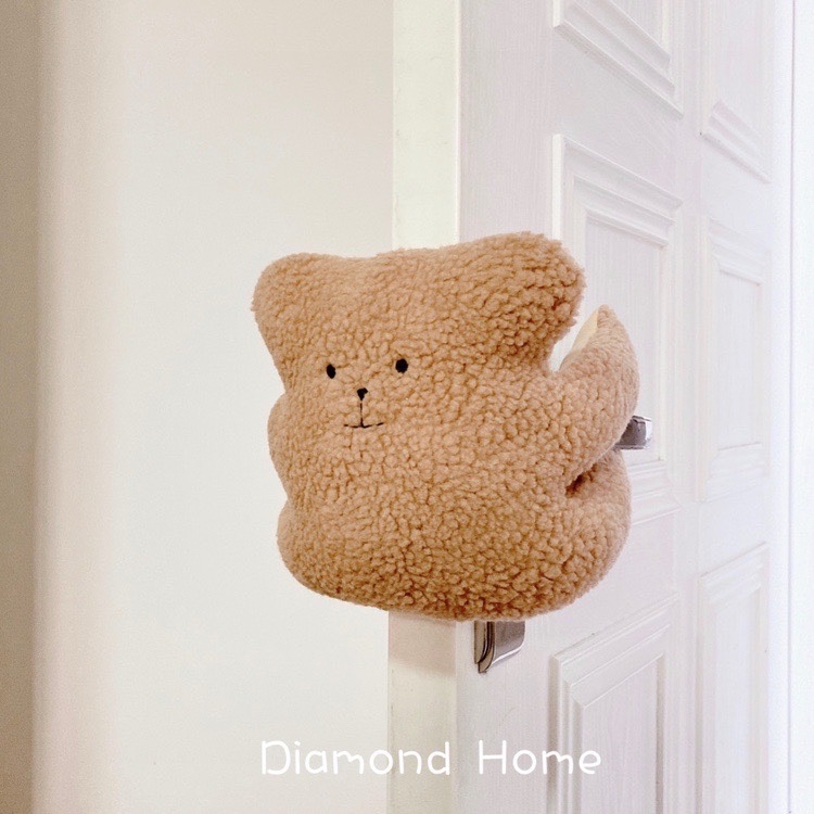 INS wind children's room anti-pinch hand door hanging rabbit door hanging bear door hanging lambskin fabric soft and comfortable