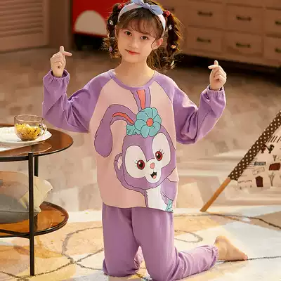 Girls' pajamas spring and autumn cotton set long sleeve children parent-child mother and daughter