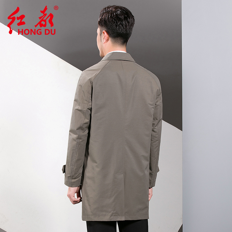 Red Thu New áo gió nam Casual áo gió lật Coat nam Sleeves vai Đằng sau Fork Coat Men