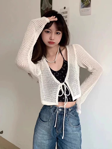 Летний тонкий жилет, трикотажная короткая накидка, кардиган, куртка, эффект подтяжки, защита от солнца
