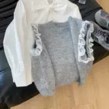 Ретро кружевной трикотажный демисезонный жилет без рукавов, майка топ, свитер, свободный крой, в западном стиле, изысканный стиль