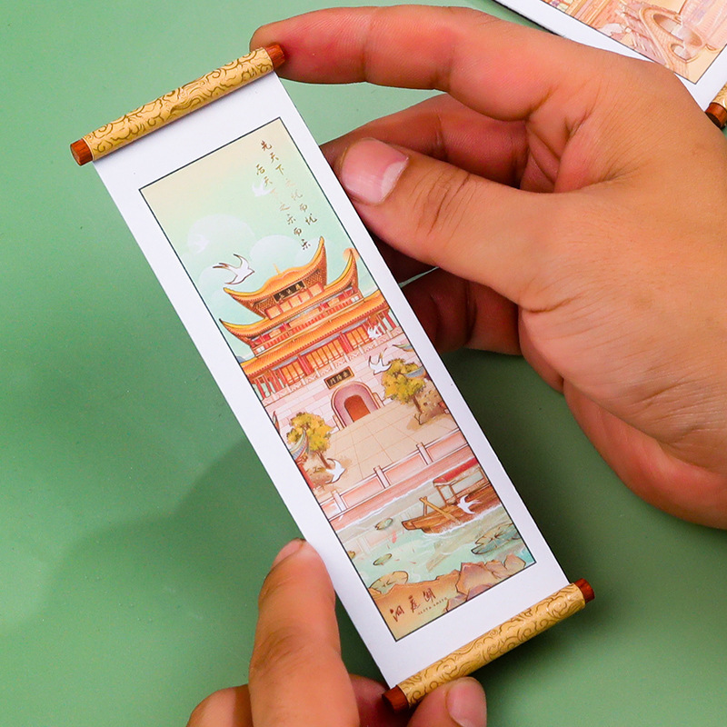 Yueyang Tower Scenic Area Tourist Souvenirs City Ancient Style Gift Keychain Soft Magnetic Scroll Refrigerator Magnet Chinese Style Yueyang Tower Scenic Area Tourist Souvenirs City Ancient Style Gift Keychain Soft Magnetic Scroll Refrigerator Magnet Chinese Style