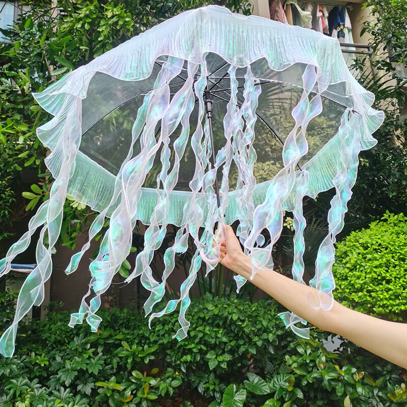 Mermaid Tears Lighthouse Jellyfish Umbrella Fairy-Like Dual-Use Rain or Shine Tassel Ribbon Umbrella Chinese Style Props Mermaid Tears Lighthouse Jellyfish Umbrella Fairy-Like Dual-Use Rain or Shine Tassel Ribbon Umbrella Chinese Style Props