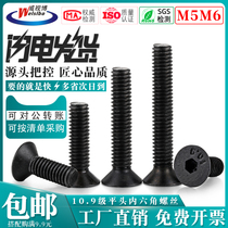 10 9 grade M5M6 countersunk head hexagon socket screw flat head flat Cup socket Bolt screw iron hair black screw