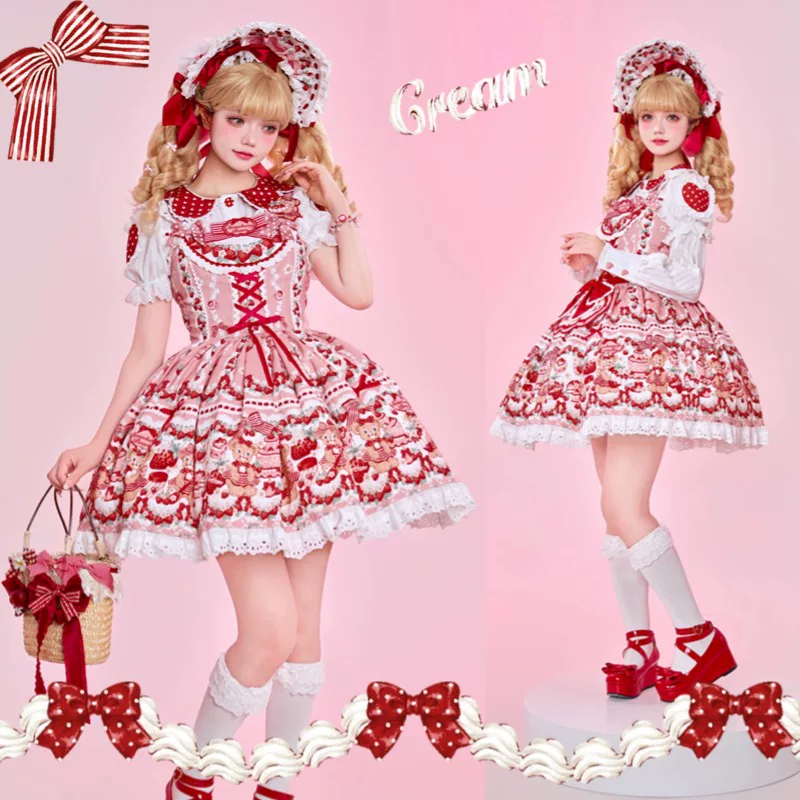 Клубничная, хлопковая кукла, платье, (Физика), полный комплект, стиль Lolita