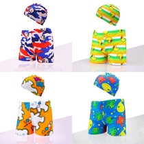 Cartoon childrens boxer swimming trunks Baby swimming trunks boys plus size big childrens hot spring bathing suit free swimming cap
