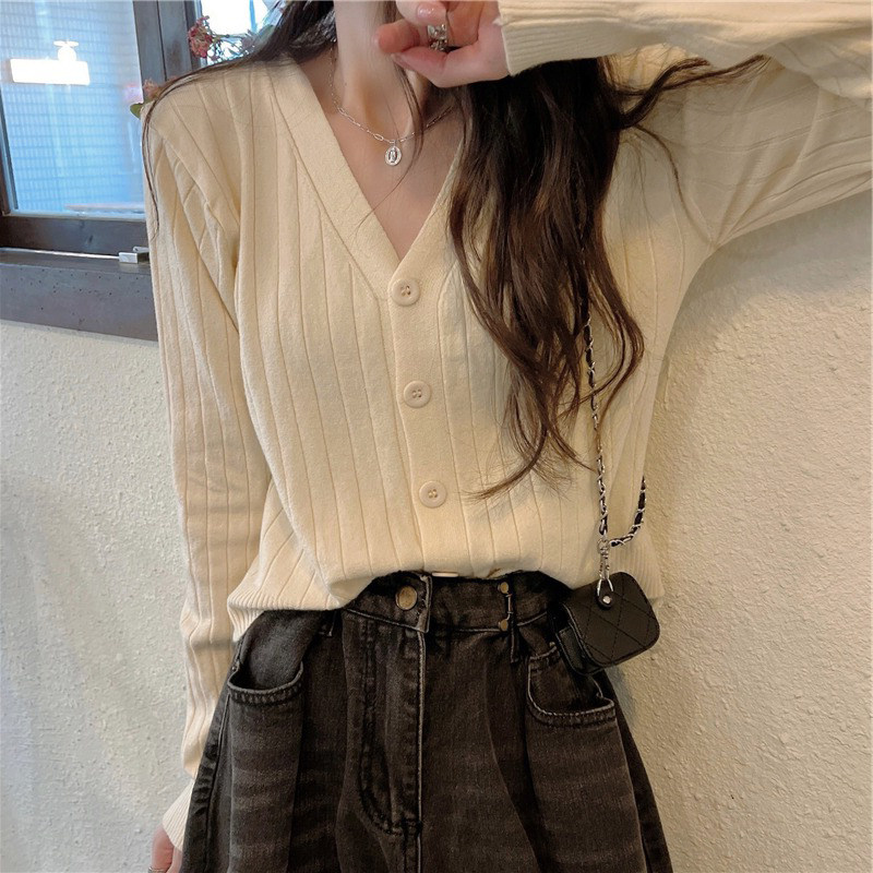 Sweater jacket cardigan women 2021 autumn new Korean version loose solid color thin section outerwear ladies knitted sweater