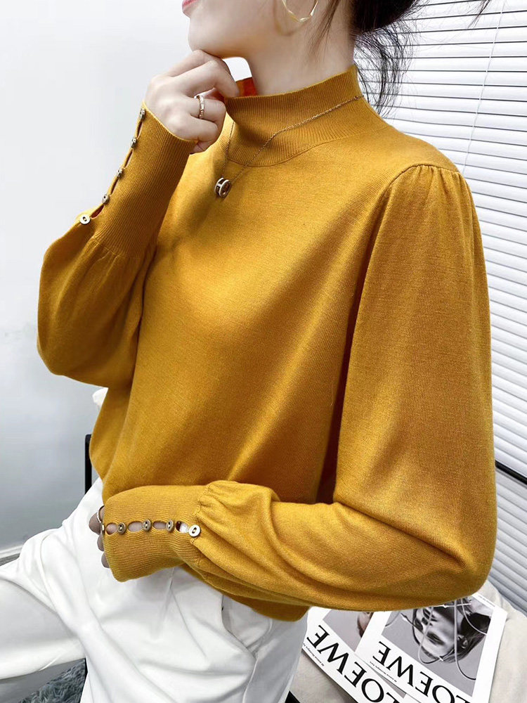 Semi - tall sweater woman in autumn and winter in 2021 new lazy collar head with lazy color to hit the undershirt
