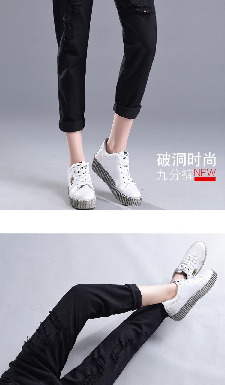 Quần jeans rách lỗ chín quần xuân hè 2019 nữ mới làn sóng Hàn Quốc bf hoang dã cao eo rộng quần dài - Quần jean quần jean nữ
