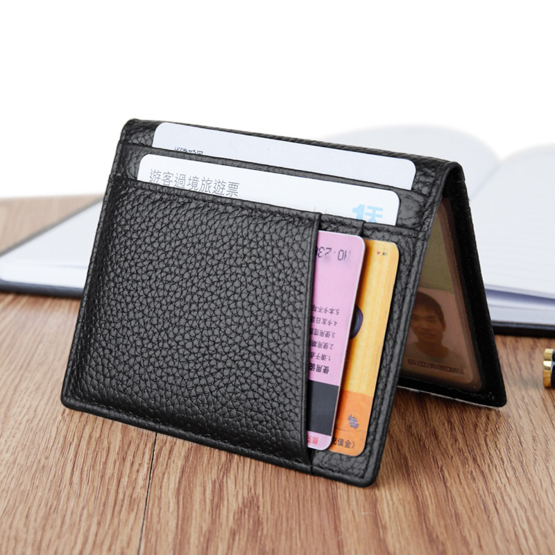 Genuine leather card bag male ultra-thin film clip minimalist card holder woman financial card cover multi-position card bag driving license leather cover