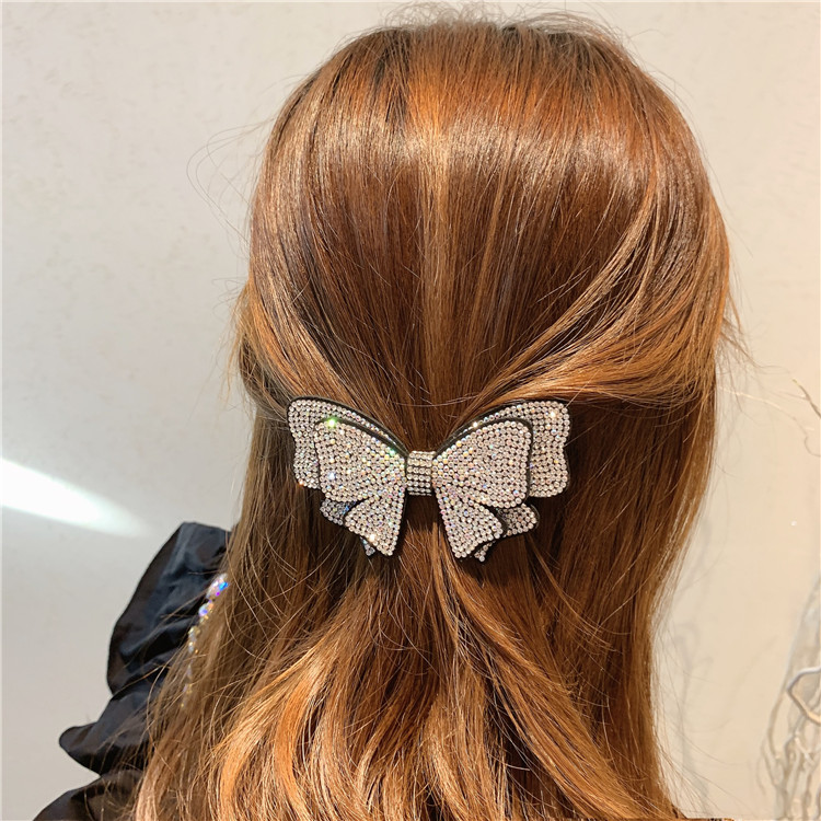 Women's Simple Style Shiny Bow Knot Brass Inlay Rhinestones Hair Clip display picture 9