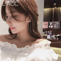 South Korea Dongdaemun bow tassel pearl long drop earrings sweet wind long hair show face thin earrings earrings trendy women