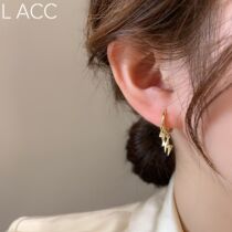 (L ACC7 12th 20 points on the shelf New minus 5) South Korea Dongdaemun Metal Lightning Earrings