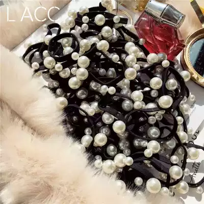 South Korea Dongdaemun imported simple and sweet basic pearl hair ring, rubber band hair ring, hair ring female