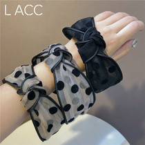 Korean retro sweet mesh polka dot polka dot middle knotted wide-brimmed hairband headdress Female headband hairband