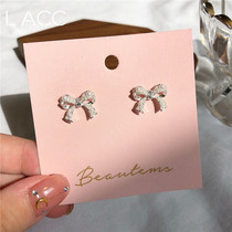 South Korea Dongdaemun 925 silver needle bow pearl earrings fashion personality temperament wild earrings female earrings