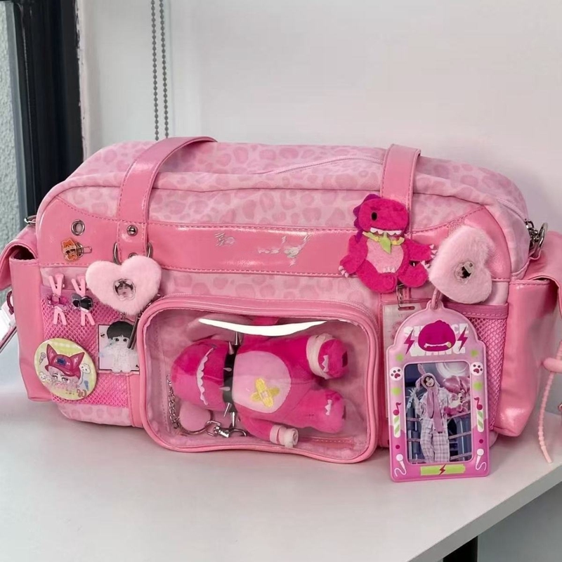 2026 New Fashionable Versatile Pink Leopard Print Casual Large-Capacity Cute Shoulder Crossbody Bag Trendy 2026 New Fashionable Versatile Pink Leopard Print Casual Large-Capacity Cute Shoulder Crossbody Bag Trendy