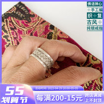 Boutique handmade 925 pure silver braided ring Fashion retro national windy with a hand finish