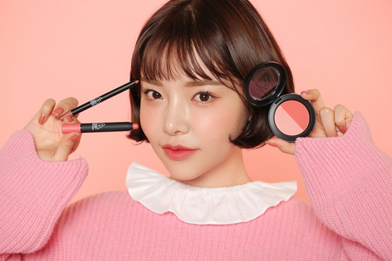 STYLENANDA Official 3CE BLUSHED KIT Má hồng Kẻ mắt Lip Makeup Set MLBB Bìa cứng bảng mắt huda beauty