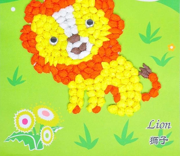 Trẻ em dán giấy crepe handmade mẫu giáo sáng tạo DIY nguyên liệu sản xuất gói vẽ tay đồ chơi giáo dục thế giới đồ chơi