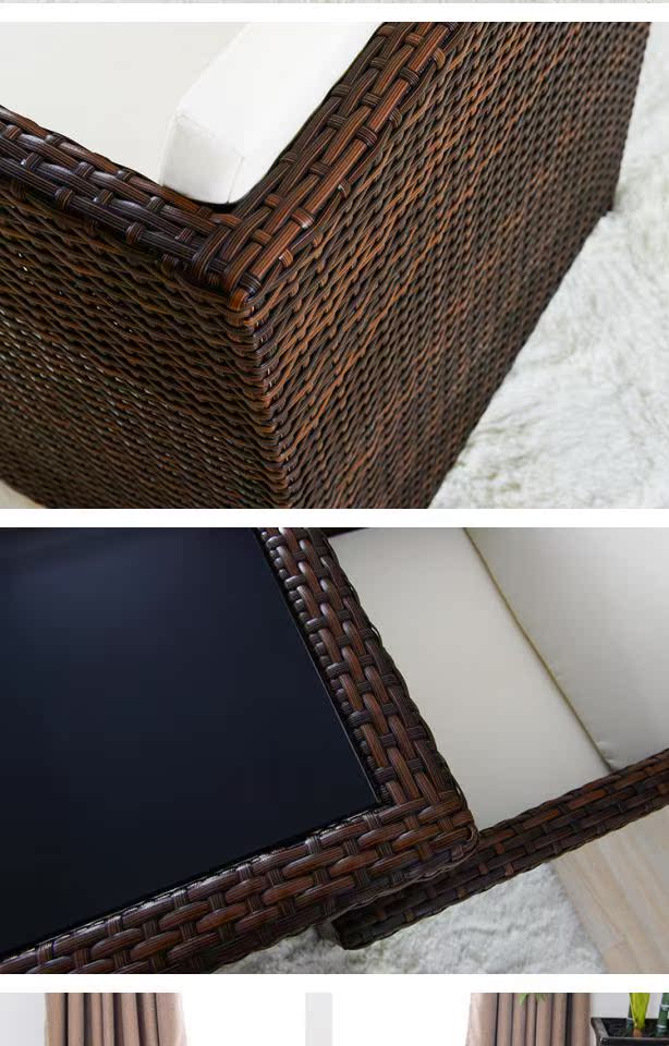 Red Code Wicker Ghế ngoài trời Cafe Ban công Biệt thự Kết hợp ngoài trời Bàn mây và Ghế Nội thất Mây Gửi Đệm - Đồ gỗ ngoài trời bàn ghế dã ngoại