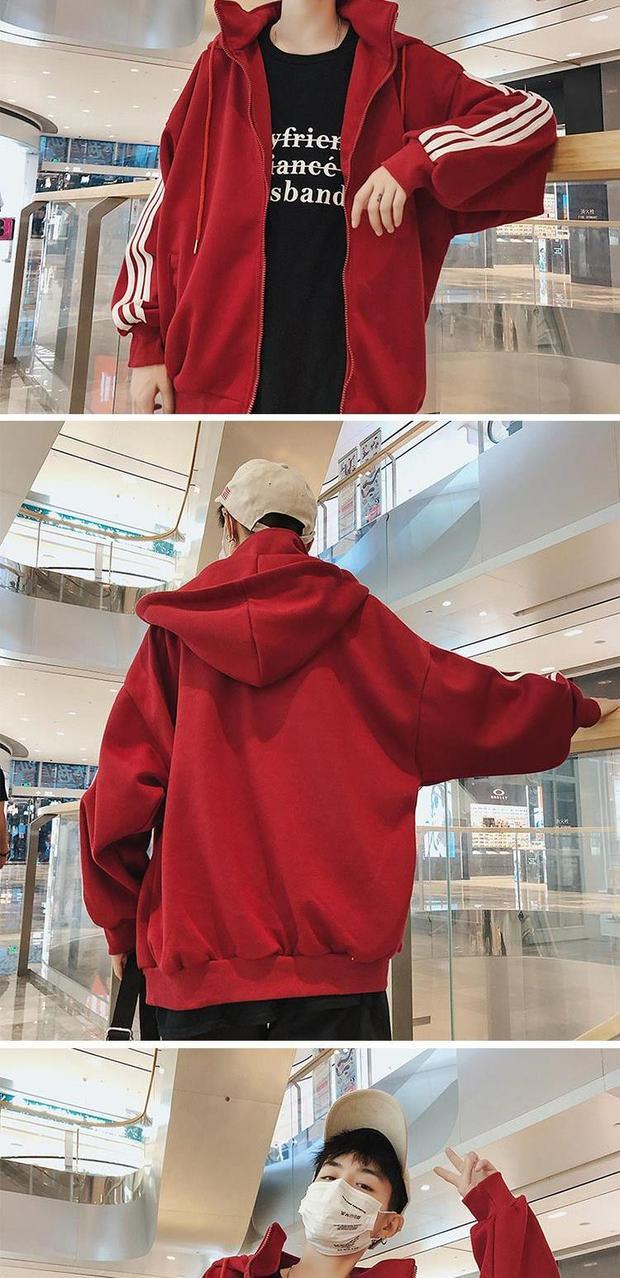 Mùa thu đỏ và mùa đông in cổng gió dây kéo cao cổ áo len lỏng lẻo nam và nữ hip hop vài chiếc áo khoác thương hiệu đồng phục bóng chày áo khoác bomber