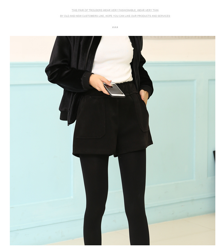Quần short len ​​cạp cao mùa thu đông 2018 mẫu quần legging rộng màu đen mới mỏng bên ngoài mặc quần ống rộng đế bệt quần short jean nữ cạp cao