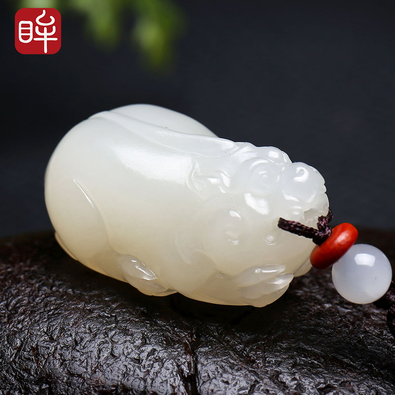 Impression eye (shepherd white jade) and field jade leopard Pendant Solid leery Beast Jade Pendant with a certificate of delivery