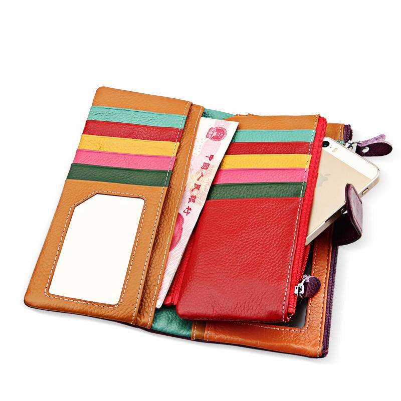 2019 New Style Cowhide Long Women's Wallet Multi-Functional Card Holder with 24+ Card Slots Women's Wallet Wholesale from Manufacturer