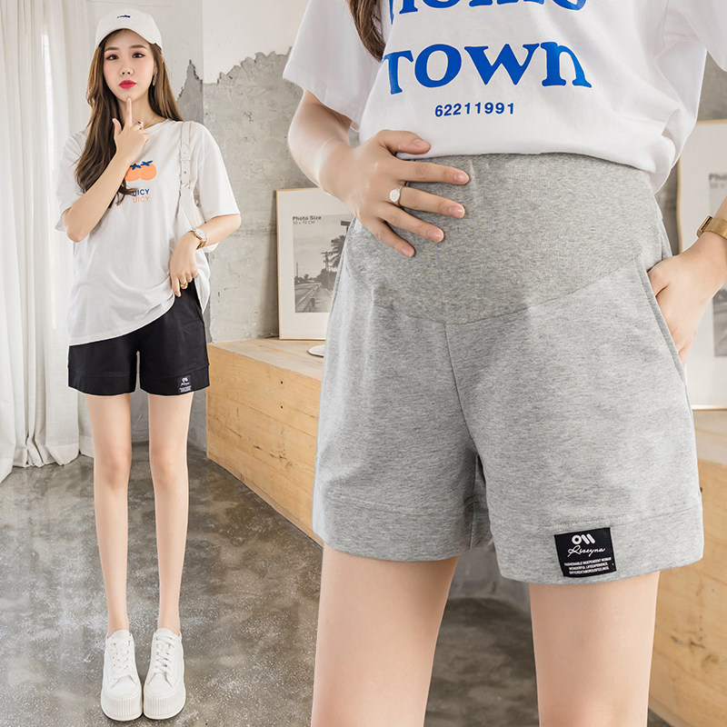 Maternity shorts women summer outside wear thin wide leg leg bottom pants loose casual sports belly cotton pants summer wear