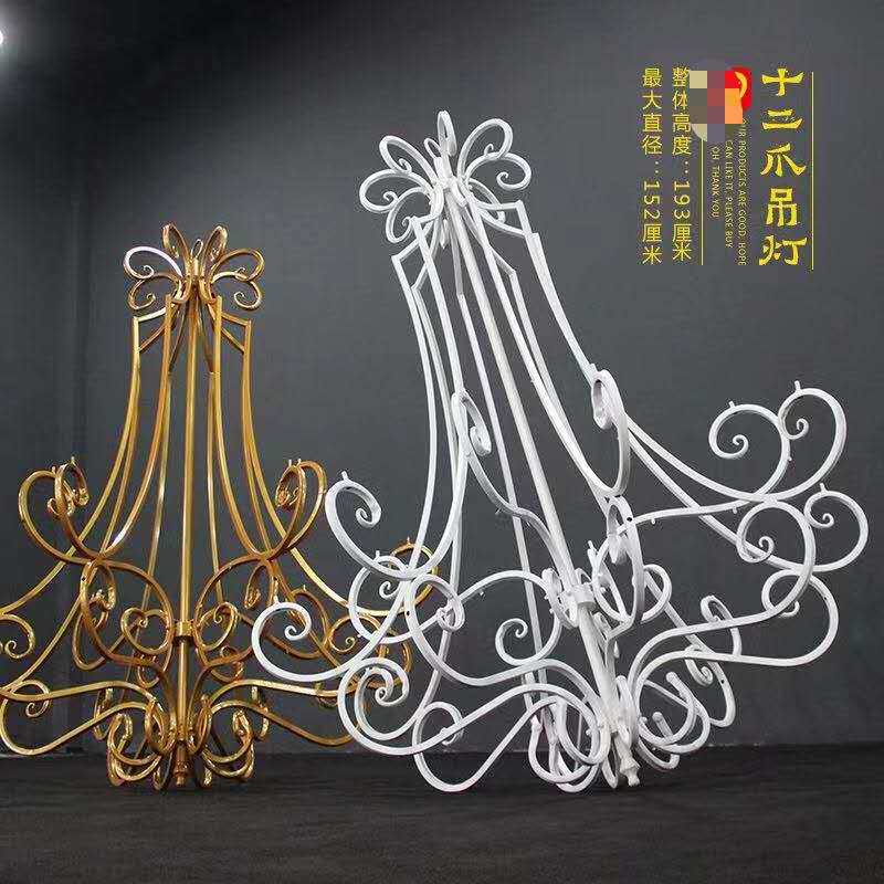 New wedding props wrought iron goddess scattered flower chandelier hanging ceiling decoration large stage wedding wrought iron lantern arch