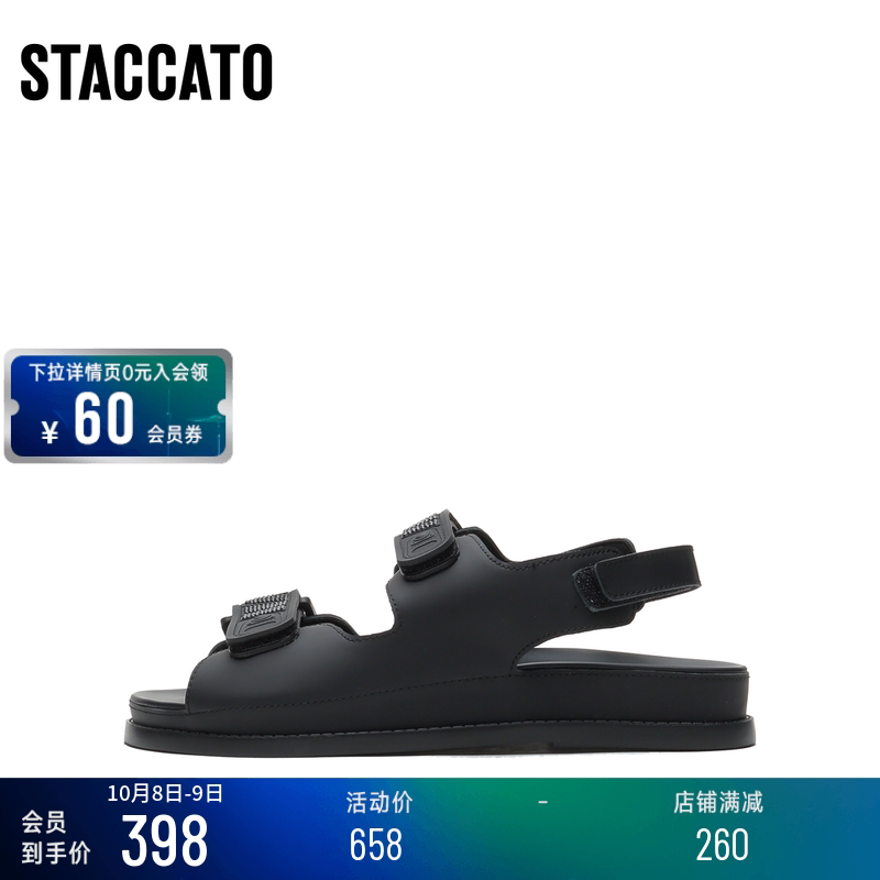 STACCATO summer new casual street shooting sandals breathable age-reducing female Velcro sandals EBG04BL1