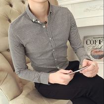Autumn shirt men Korean business slim shirt mens casual long sleeve shirt youth trend plaid shirt