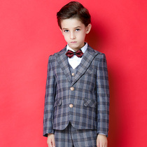 Boys  dress suit British style small suit Korean three-piece childrens suit Middle and large childrens spring and autumn piano performance