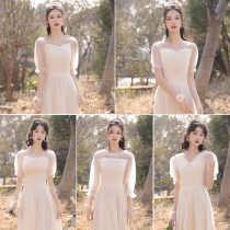 Champagne Bridesmaid Service Woman 2022 new temperament Summer Sisters nepotism dress minimalist atmosphere can normally be worn