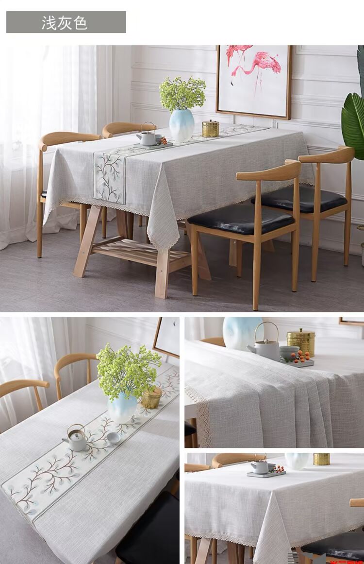 Bắc Âu ins vải vải cotton nhỏ tươi nhà tròn bàn vuông bảng rắn màu ren khăn trải bàn cờ tùy chỉnh khăn trải bàn cao cấp