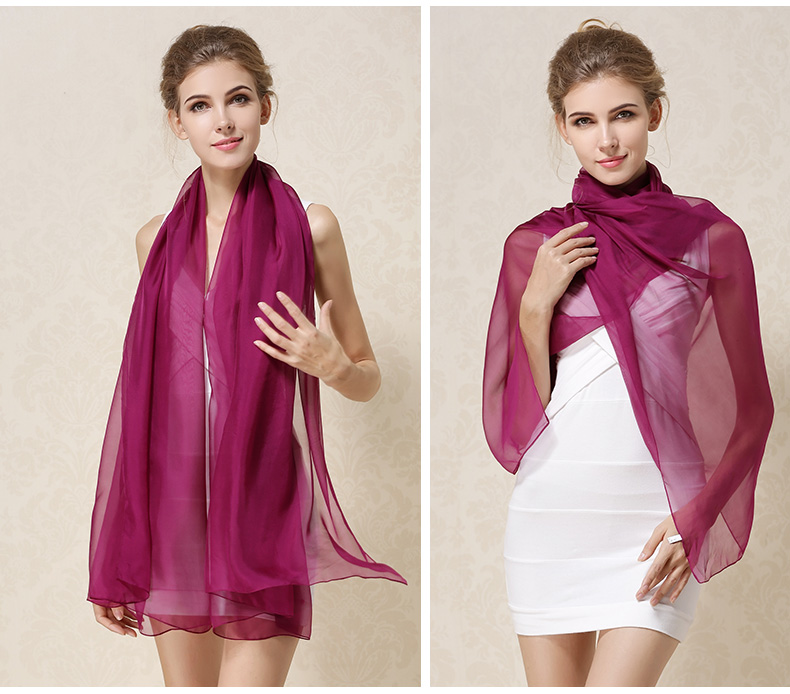 Women's Simple Style Solid Color Silk Silk Scarf Shawl display picture 13