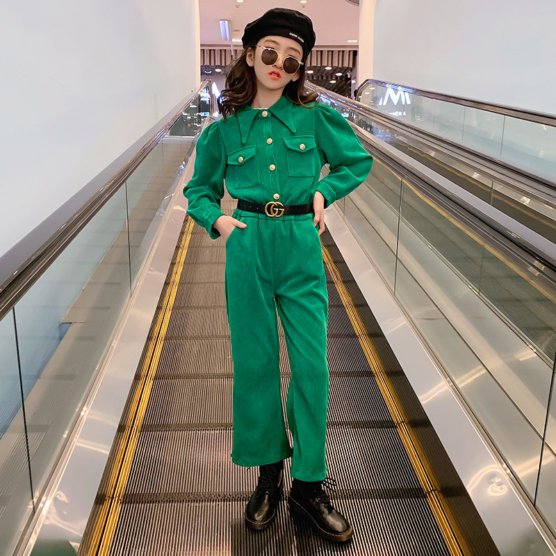 Zhongda children's tooling suit fried street girls spring fashion two-piece Korean version girl baby Western style spring and autumn clothes