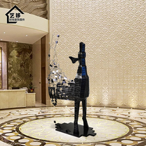 Hotel lobby sales office aisle large floor-to-ceiling sculpture abstract animal horse ornaments creative soft decoration artwork