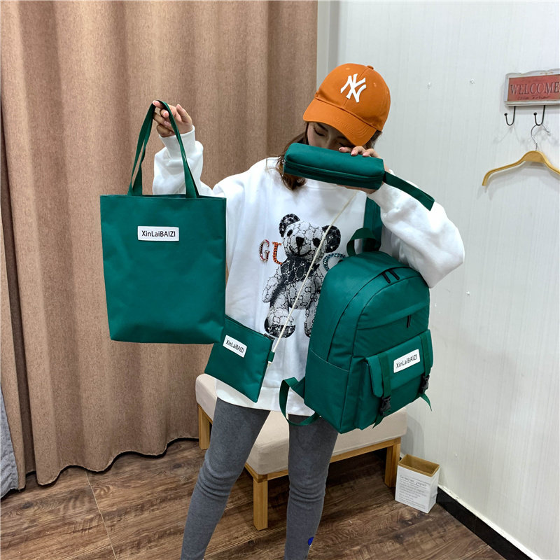 Summer class candy color four-piece pencil bag handbag messenger backpack backpack primary and secondary school custom logo