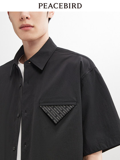 太平鸟男装 休闲衬衫2025夏季新款肌理宽松衬衫男衬衣工装衬衫潮