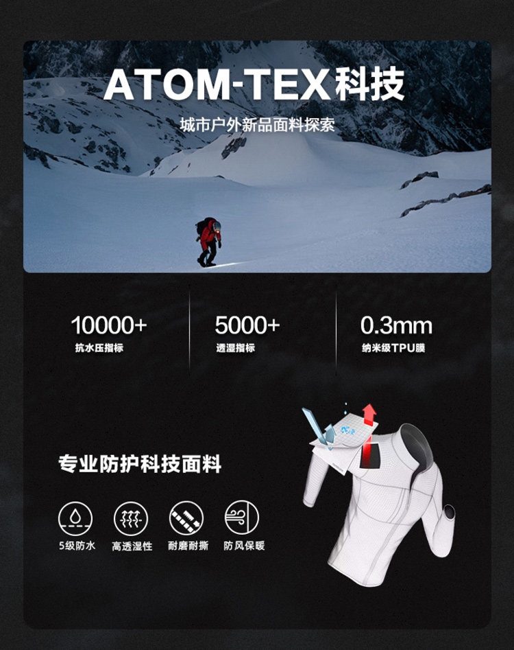 太平鸟男装 极地武士 机能滑雪服 GORE-TEX面料 90白鹅绒 图6