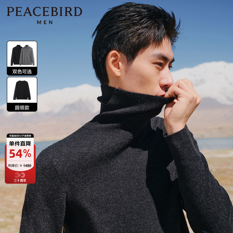 Peacebird Men's Cashmere Sweater Turtleneck Sweater Autumn and Winter Fashion Casual Sweater Lazy Sweater Casual Sweater Trendy