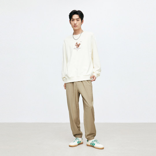 PEACEBIRD Men's Khaki Pants Men's 2023 Autumn New Trendy Drawstring Foot Tapered Casual Pants Men