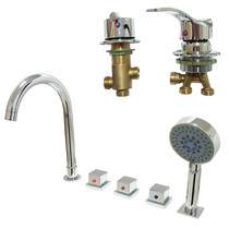 All-copper split massage bathtub four or five sets of hot and cold water faucet accessories Cylinder side faucet mixing switch valve