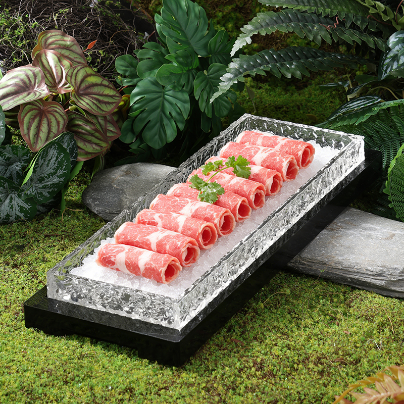 Mountain-Style Hot Pot Tableware, Snowflake Beef Short Ribs, Transparent Acrylic Rectangular Plate, Copper Pot for Fresh-Cut Lamb Shabu-Shabu Mountain-Style Hot Pot Tableware, Snowflake Beef Short Ribs, Transparent Acrylic Rectangular Plate, Copper Pot for Fresh-Cut Lamb Shabu-Shabu