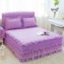 ren Hàn giường váy ba mảnh bông màu một mảnh giường trải giường bông bao gồm ren bedspread nệm bìa 1.8 - Váy Petti