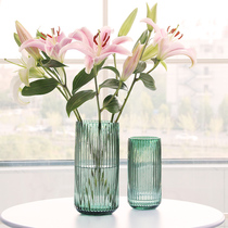 Nordic U-column glass vase Transparent living room flower arrangement Lily rich bamboo flowers flower vase Home decoration ornaments