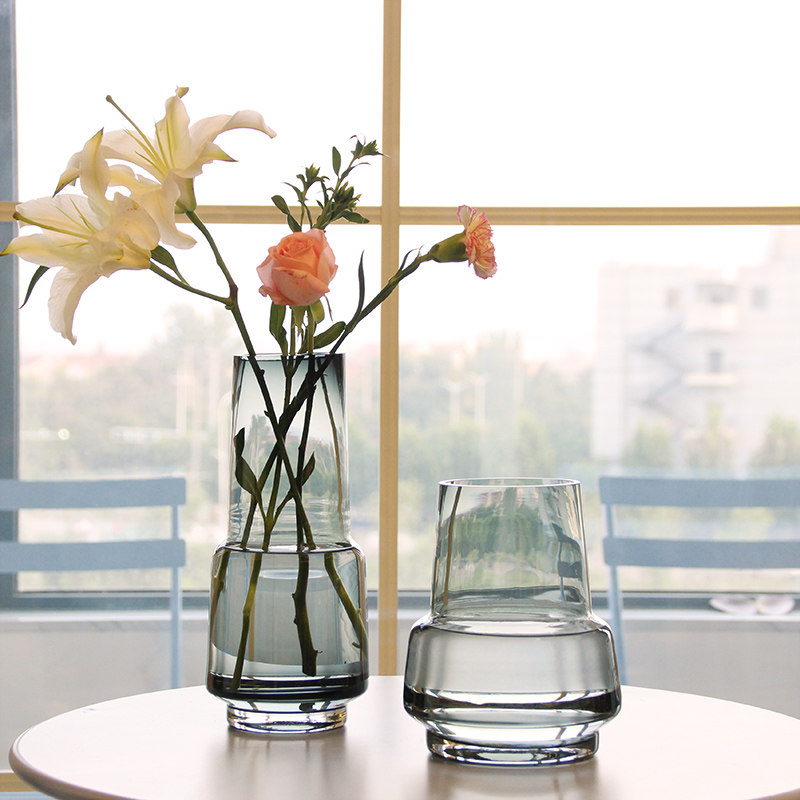 Nordic Glass Vase Transparent Creative Living Room Lilies Rose Rich Bamboo Flowers Flower Arrangement Table Office Pendulum-Taobao